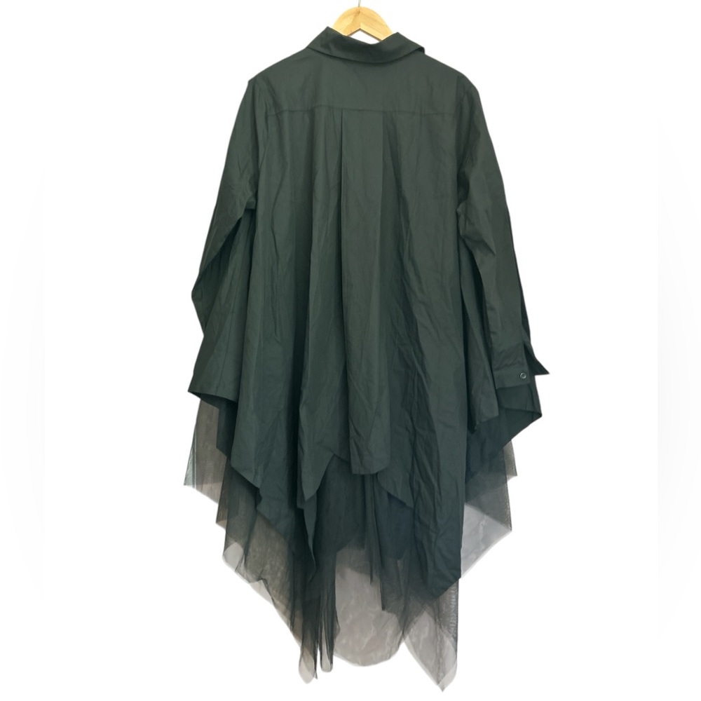 Kate Hewko Black Button-Up Tulle Hem Top OS Artsy Goth Lagenlook XL NWT - Picture 5 of 15
